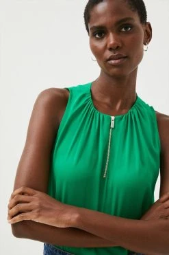 Karen Millen Zip Front Woven Shell Top