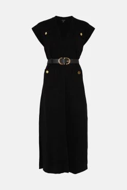 Karen Millen Wool Blend Edge To Edge Maxi Knit Cardigan -Karen Millen shop grey wool blend edge to edge maxi knit cardigan 3