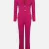 Karen Millen Compact Viscose Tailored Button Jumpsuit -Karen Millen shop hot pink compact viscose tailored button jumpsuit