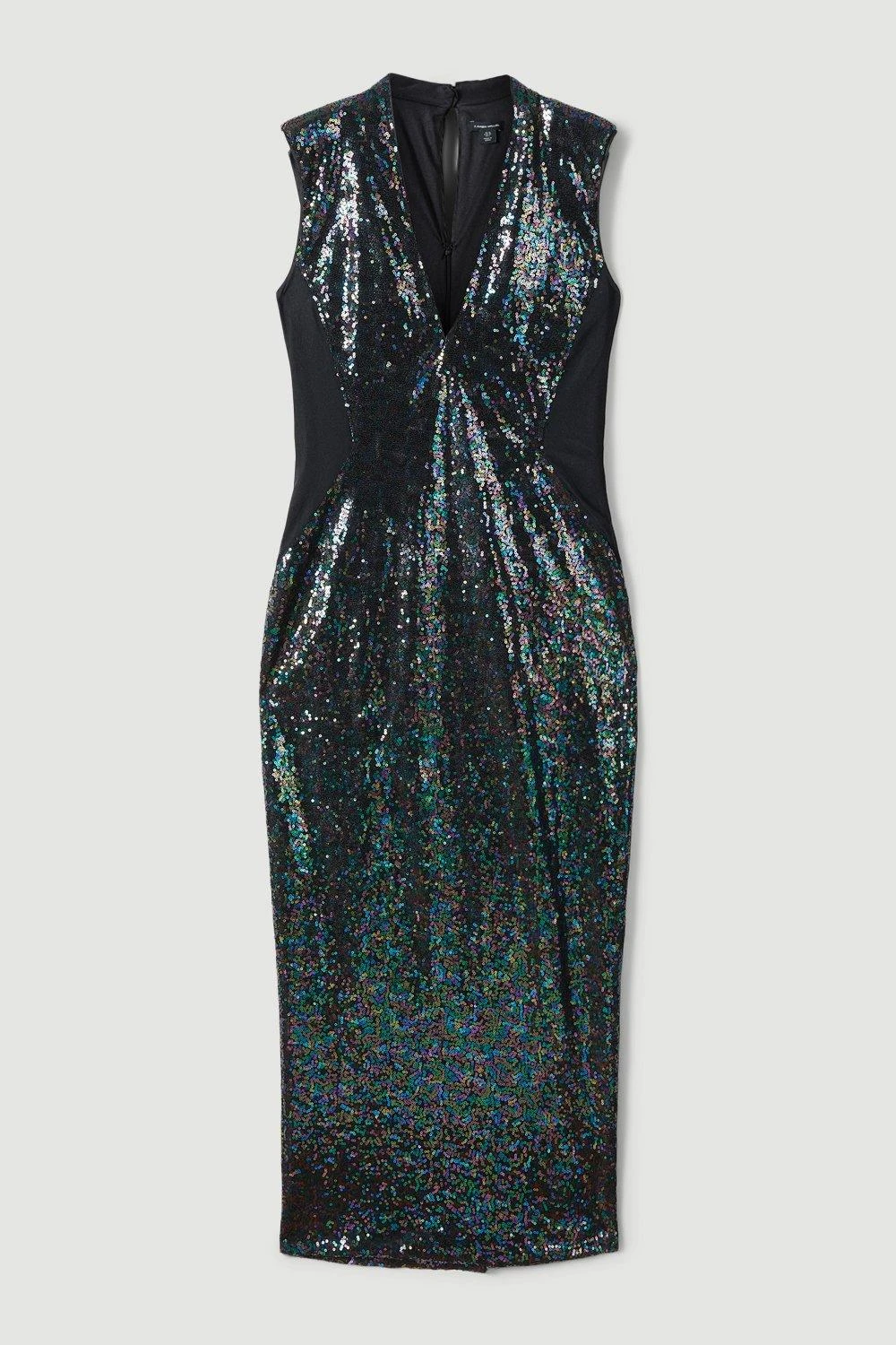 Karen Millen All Over Sequin Mesh Detail Midi Dress 6 Karen Millen All Over Sequin Mesh Detail Midi Dress - Image 4