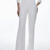 Karen Millen Compact Stretch Contrast Panel Detail Flared Trouser 2 Karen Millen Compact Stretch Contrast Panel Detail Flared Trouser -Karen Millen shop ivory compact stretch contrast panel detail flared trouser