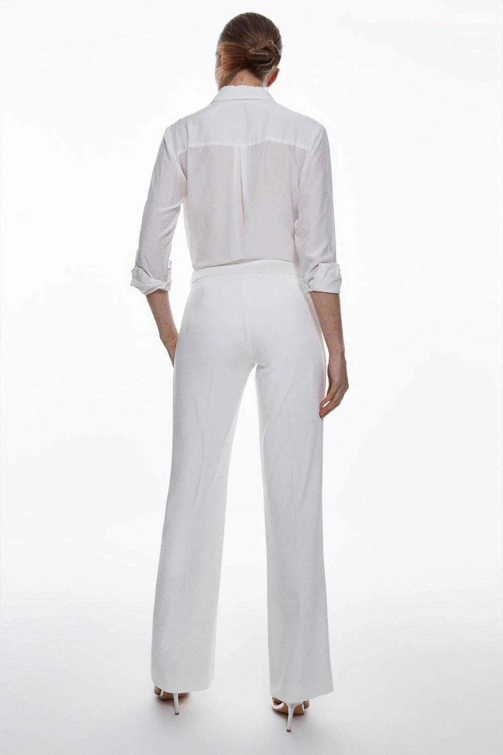 Karen Millen Compact Stretch Contrast Panel Detail Flared Trouser 6 Karen Millen Compact Stretch Contrast Panel Detail Flared Trouser - Image 4