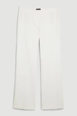 Karen Millen Compact Stretch Contrast Panel Detail Flared Trouser 13 Karen Millen Compact Stretch Contrast Panel Detail Flared Trouser -Karen Millen shop ivory compact stretch contrast panel detail flared trouser 5