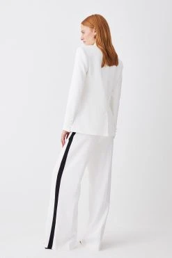 Karen Millen Compact Viscose Contrast Panelled Wide Leg Trouser