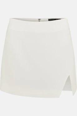 Karen Millen Compact Viscose Mini Skirt -Karen Millen shop ivory compact viscose mini skirt 1