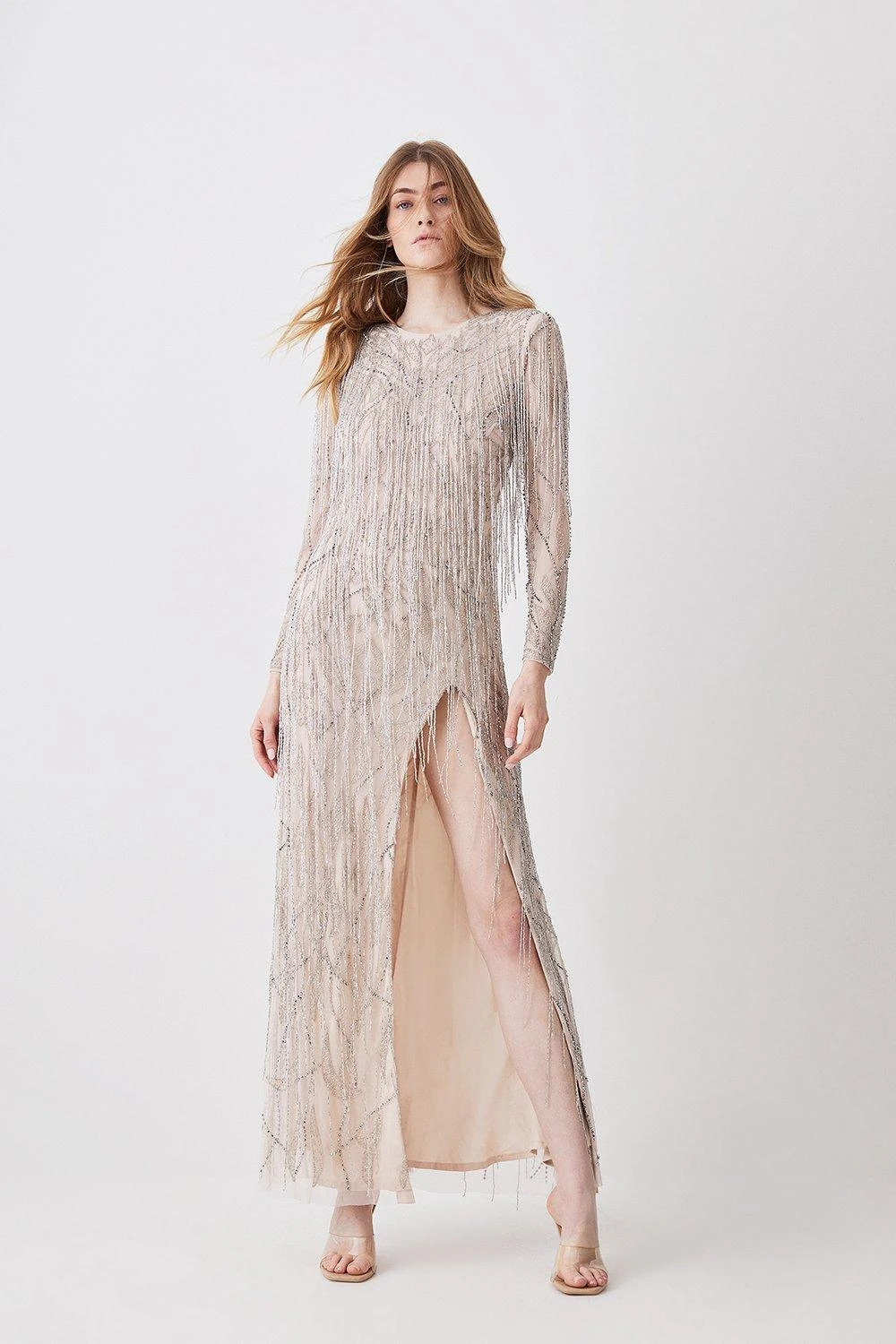 Karen Millen Crystal Embellished Fringed Maxi Dress 9 Karen Millen Crystal Embellished Fringed Maxi Dress - Image 7