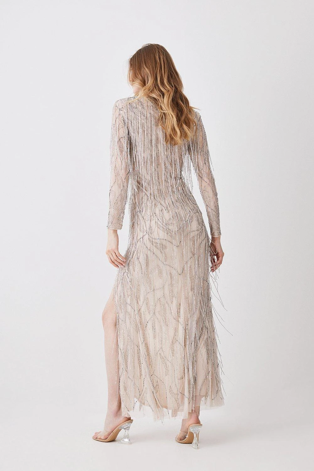 Karen Millen Crystal Embellished Fringed Maxi Dress 3 Karen Millen Crystal Embellished Fringed Maxi Dress