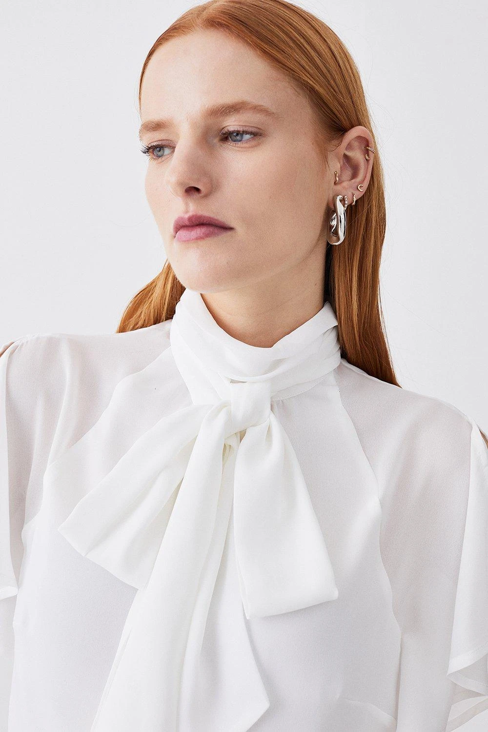 Karen Millen Georgette Tie Neck Woven Blouse 6 Karen Millen Georgette Tie Neck Woven Blouse - Image 4