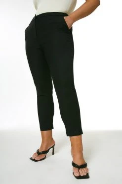 Karen Millen Plus Size Essential Techno Cotton Pants -Karen Millen shop ivory plus size essential techno cotton pants 4