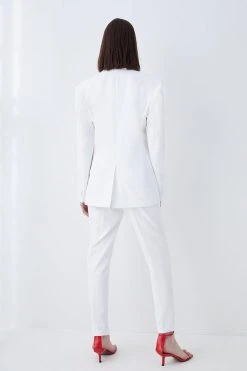 Karen Millen Tailored Slim Leg Trousers -Karen Millen shop ivory tailored slim leg trousers 3