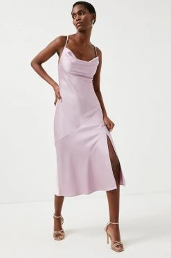 Karen Millen Petite Hammered Satin Cowl Woven Slip Dress 9 Karen Millen Petite Hammered Satin Cowl Woven Slip Dress -Karen Millen shop lilac petite hammered satin cowl woven slip dress 3