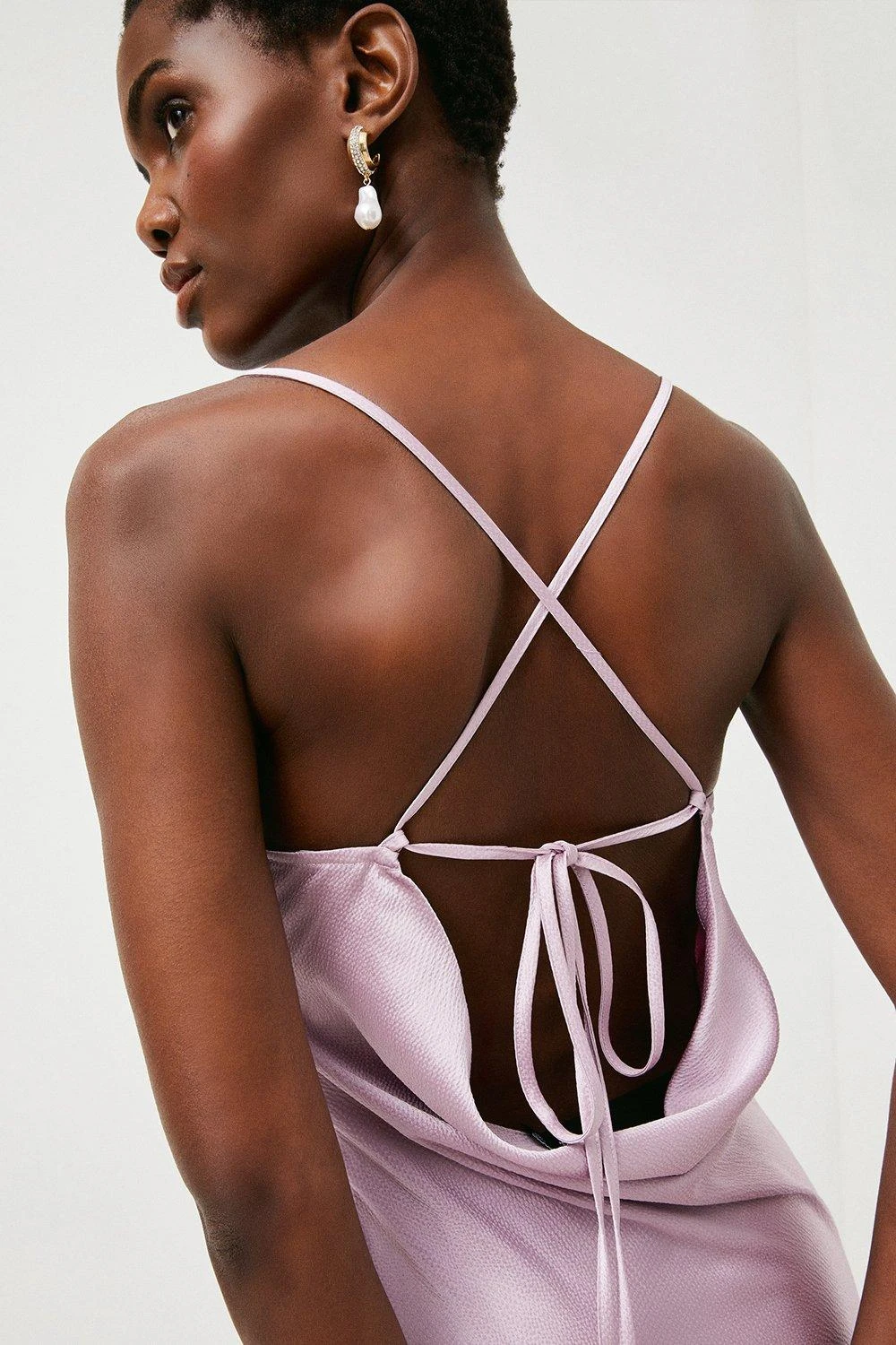 Karen Millen Petite Hammered Satin Cowl Woven Slip Dress 3 Karen Millen Petite Hammered Satin Cowl Woven Slip Dress