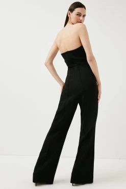 Karen Millen Compact Stretch Viscose Bandeau Jumpsuit -Karen Millen shop lime compact stretch viscose bandeau jumpsuit 3