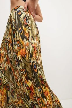 Karen Millen Feather Printed Pleated Drama Trouser -Karen Millen shop lime feather printed pleated drama trouser 3