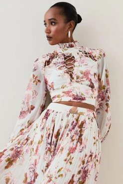 Karen Millen Lydia Millen Floral Ruffle Chiffon Blouse -Karen Millen shop lydia millen floral ruffle chiffon blouse 3