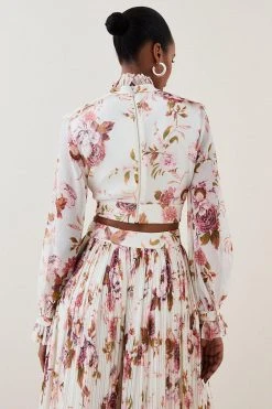 Karen Millen Lydia Millen Floral Ruffle Chiffon Blouse -Karen Millen shop lydia millen floral ruffle chiffon blouse 4