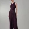 Karen Millen Soft Tie Knotted Wide Leg Jumpsuit 2 Karen Millen Soft Tie Knotted Wide Leg Jumpsuit -Karen Millen shop merlot soft tie knotted wide leg jumpsuit