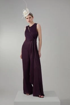 Karen Millen Soft Tie Knotted Wide Leg Jumpsuit