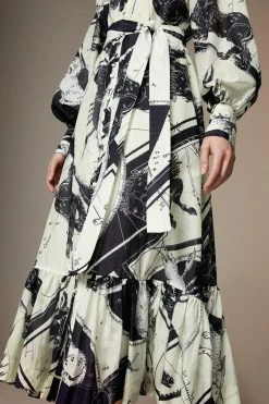 Karen Millen British Museum Silk Cotton Star Mapped Woven Maxi Dress -Karen Millen shop mono british museum silk cotton star mapped woven maxi dress 3