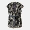 Karen Millen Shawl Collar Patched Pile Faux Fur Gilet -Karen Millen shop mono shawl collar patched pile faux fur gilet