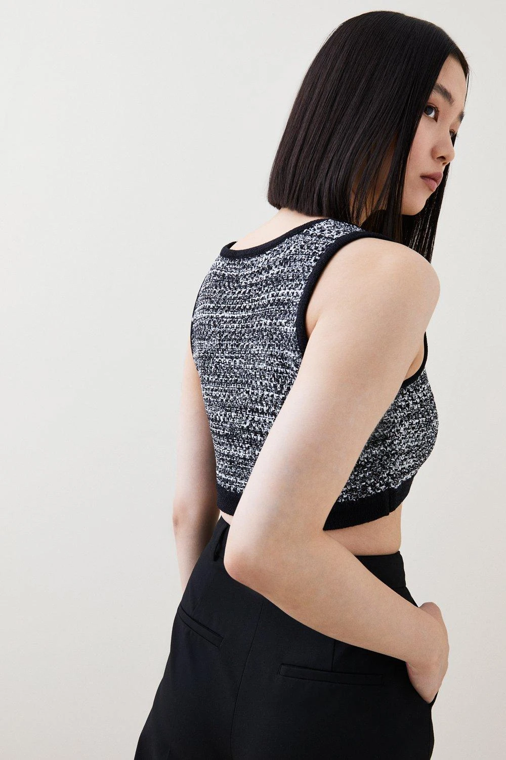 Karen Millen Tweed Knit Military Trim Bralet Top 5 Karen Millen Tweed Knit Military Trim Bralet Top - Image 3