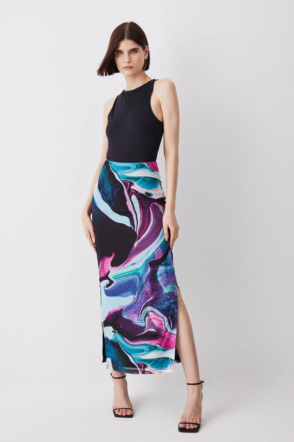Karen Millen Abstract Print Mesh Midaxi Skirt 4 Karen Millen Abstract Print Mesh Midaxi Skirt - Image 2
