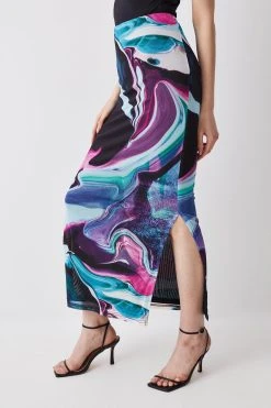 Karen Millen Abstract Print Mesh Midaxi Skirt 8 Karen Millen Abstract Print Mesh Midaxi Skirt -Karen Millen shop multi abstract print mesh midaxi skirt 2