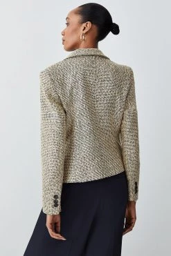 Karen Millen Boucle Military Tailored Blazer -Karen Millen shop multi boucle military tailored blazer 3