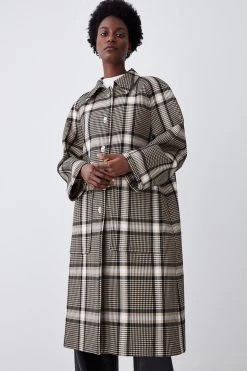 Karen Millen Italian Check Balmacaan Coat -Karen Millen shop multi italian check balmacaan coat 2