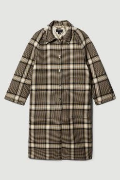 Karen Millen Italian Check Balmacaan Coat -Karen Millen shop multi italian check balmacaan coat 4