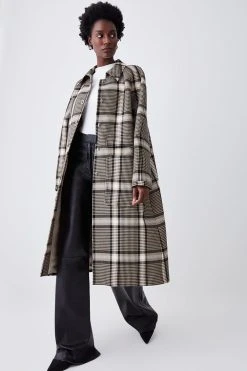 Karen Millen Italian Check Balmacaan Coat -Karen Millen shop multi italian check balmacaan coat 6