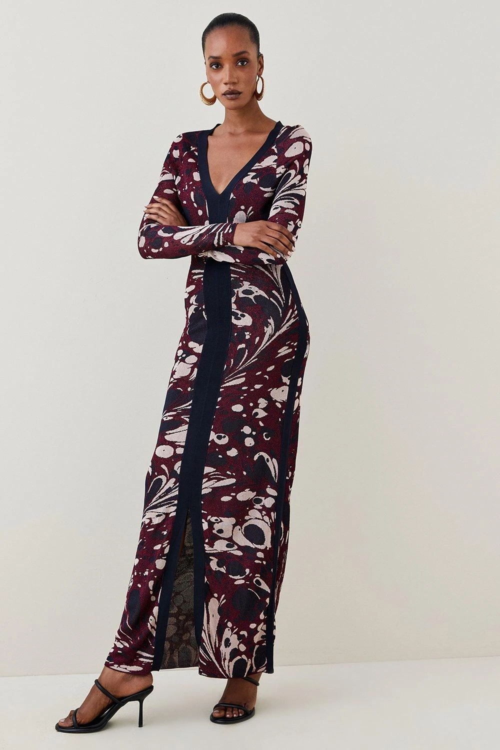 Karen Millen Marble Slinky Jacquard Knit Maxi Dress 4 Karen Millen Marble Slinky Jacquard Knit Maxi Dress - Image 2