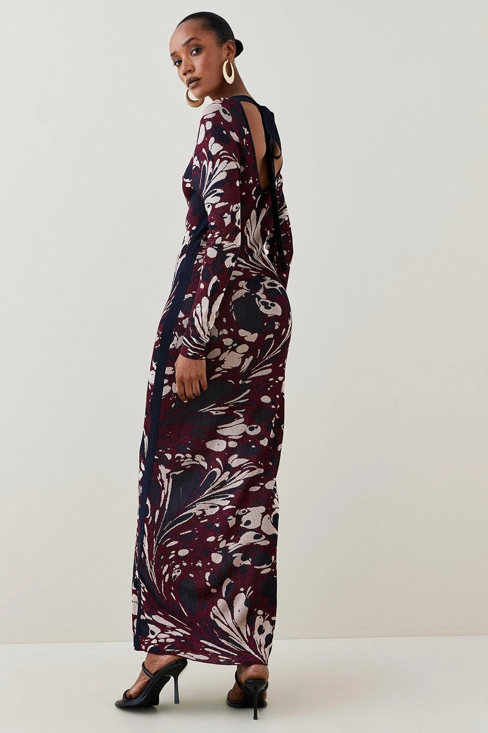 Karen Millen Marble Slinky Jacquard Knit Maxi Dress 5 Karen Millen Marble Slinky Jacquard Knit Maxi Dress - Image 3