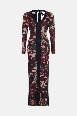 Karen Millen Marble Slinky Jacquard Knit Maxi Dress 9 Karen Millen Marble Slinky Jacquard Knit Maxi Dress -Karen Millen shop multi marble slinky jacquard knit maxi dress 3