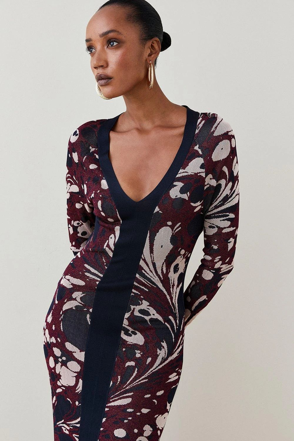 Karen Millen Marble Slinky Jacquard Knit Maxi Dress 3 Karen Millen Marble Slinky Jacquard Knit Maxi Dress