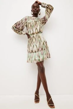 Karen Millen Metallic Viscose Beaded Mini Dress -Karen Millen shop multi metallic viscose beaded mini dress 2