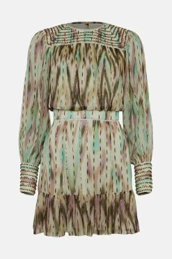 Karen Millen Metallic Viscose Beaded Mini Dress -Karen Millen shop multi metallic viscose beaded mini dress 4