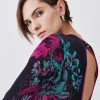 Karen Millen Mirror Floral Keyhole Back Jacquard Knit Maxi Dress -Karen Millen shop multi mirror floral keyhole back jacquard knit maxi dress
