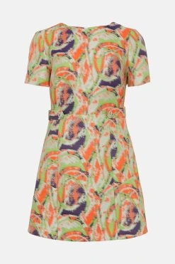 Karen Millen Petite Abstract Jacquard Peplum Hem Mini Dress