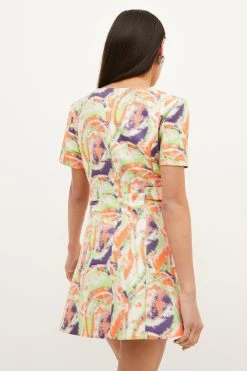 Karen Millen Petite Abstract Jacquard Peplum Hem Mini Dress -Karen Millen shop multi petite abstract jacquard peplum hem mini dress 1 3