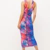 Karen Millen Petite Feather Print Jersey Crepe Maxi Dress