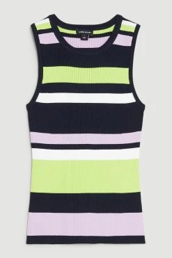 Karen Millen Stripe Rib Knitted Vest -Karen Millen shop multi stripe rib knitted vest 4