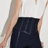Karen Millen Bandage And Georgette Corset Style Jumpsuit -Karen Millen shop navy bandage and georgette corset style jumpsuit