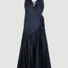 Karen Millen OOTO LONDON Satin Strappy Lace Up Maxi Dress