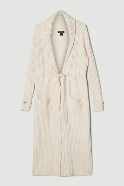 Karen Millen Shawl Neck Belted Rib Cardigan -Karen Millen shop navy shawl neck belted rib cardigan 2