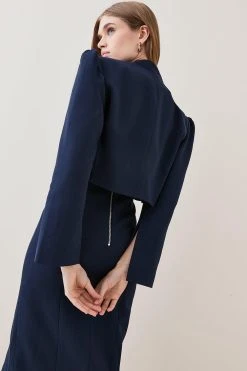 Karen Millen Structured Crepe Forever Crop Tailored Jacket