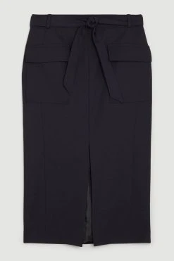 Karen Millen Wool Blend Pocket Detail Midi Skirt