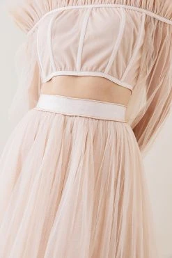 Karen Millen Lydia Millen Tulle Woven Maxi Skirt -Karen Millen shop neutral lydia millen tulle woven maxi skirt 4