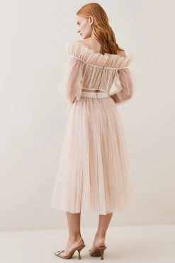 Karen Millen Lydia Millen Tulle Woven Maxi Skirt -Karen Millen shop neutral lydia millen tulle woven maxi skirt 5