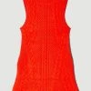 Karen Millen Cable Knit Roll Neck Tunic -Karen Millen shop orange cable knit roll neck tunic